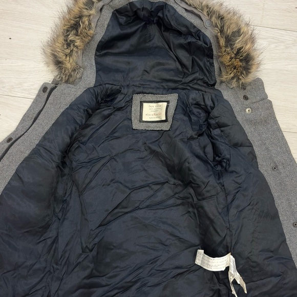 Zara Gray Kids Pea Coat with Faux Fur Hood - Picture 5 of 5